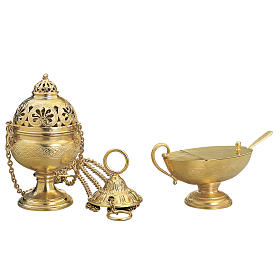 Molina thurible and boat set in golden brass