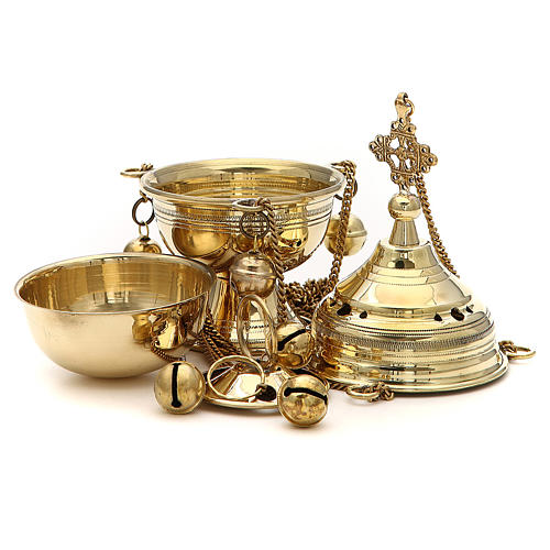 Censer in brass hand-made Bethlehem monks 22cm h 2