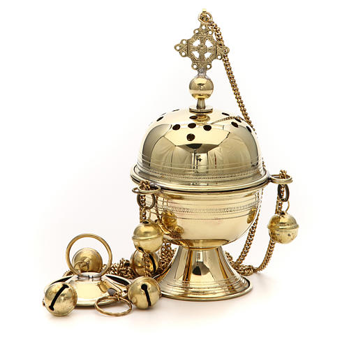Censer in brass hand-made Bethlehem monks 20cm 1