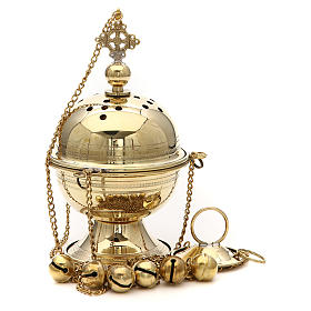 Weihrauchfässer, Weihrauchschiffchen: Weihrauchfass aus Messing 23cm Bethleem