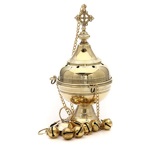 Censer in brass handcrafted Bethlehem monks 26cm 2