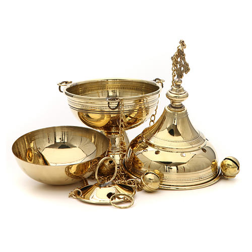 Censer in brass handcrafted Bethlehem monks 26cm 3