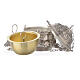 Weihrauchfass und Rauchschiffchen aus versilbertem Messing mit Kreuzblatt-Ornamenten s3