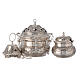 Thurible and boat of silver-plated brass with leaves and cross s1