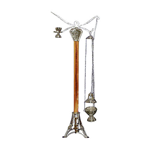 Thurible holder in two tone cast brass measuring 118cm 1