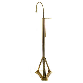 Thurible holder in golden cast brass 130cm