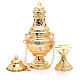 Thurible with oval boat in golden, chiselled cast brass s1