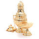 Thurible with oval boat in golden, chiselled cast brass s2