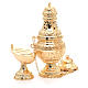 Thurible with oval boat in golden, chiselled cast brass s3