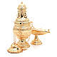 Thurible with oval boat in golden, chiselled cast brass s4