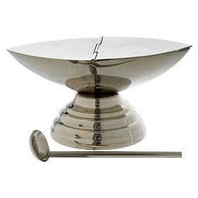 Silver-plated brass censer boat with spoon