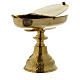 Censer and boat with leaves decoration in golden brass s3
