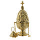 Censer and boat with leaves engraving in golden brass s2