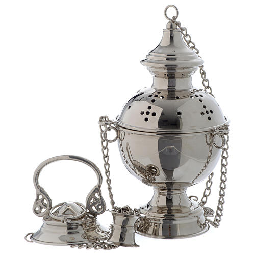 Censer and boat in silver brass, smooth 2