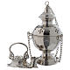 Censer and boat in silver brass, smooth s2