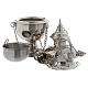 Censer and boat in silver brass, smooth s4