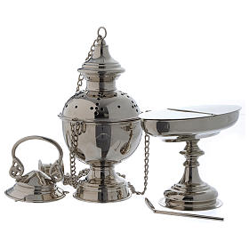 Turiboli e navette: Turibolo e Navetta lisci ottone argentato