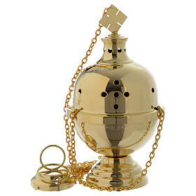 Thurible and boat in polished golden brass