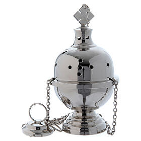 Modern smooth thurible and boat in silver-plated brass