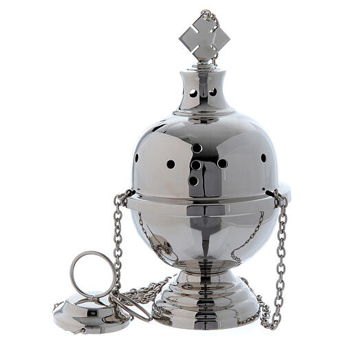 Modern smooth thurible and boat in silver-plated brass 2