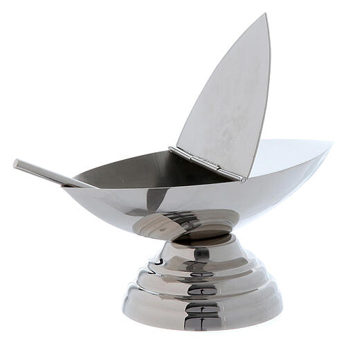 Modern smooth thurible and boat in silver-plated brass 5