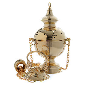 Incense set: censer and boat with spoon in brass
