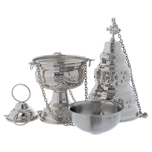 Incense set: censer and boat with spoon in nickel 4