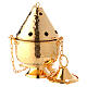 Gold plated thurible with circular and cross shaped holes s1
