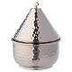 Incense boat embossed 15 cm, silver brass s1