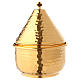Incense boat embossed 15 cm, golden brass s1
