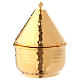 Incense boat embossed 15 cm, golden brass s3