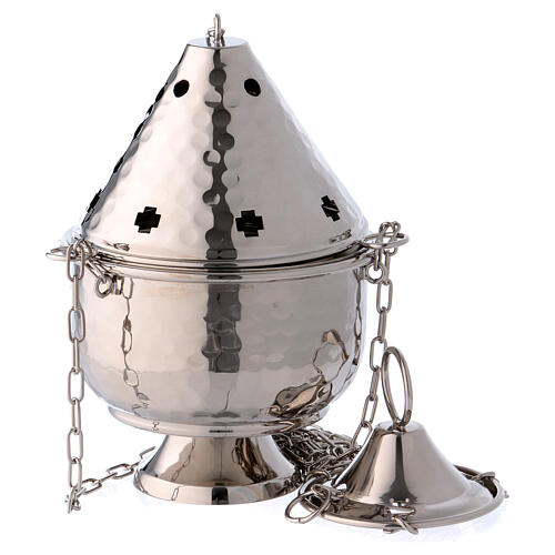 Silver-plated thurible with repoussé decorations and holes 7 1/4 in 1