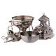 Censer and shuttle set with spoon all made of silvered brass, easy to carry s5