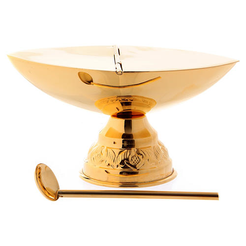 Turíbulo e Naveta latão dourado com colher para incenso 2