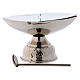 Turíbulo com cruz no topo e Naveta latão prateado s3