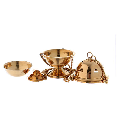 Censer in glossy golden brass 10 cm 2