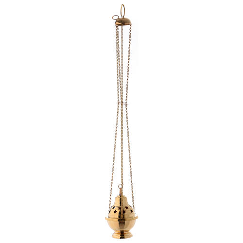 Gold plated brass thurible with stars 6 1/4 in 3