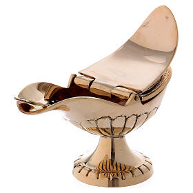 Boat with spoon in gold plated brass