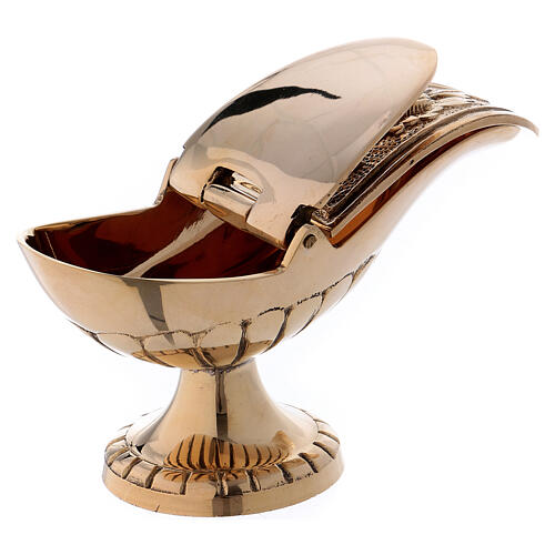 Boat with spoon in gold plated brass 3