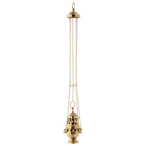 Polished gold plated brass thurible 6 1/4 in 3