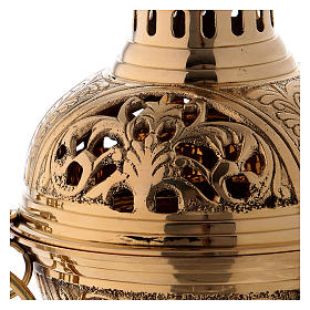 Turíbulo latão dourado decoração elegante 28 cm