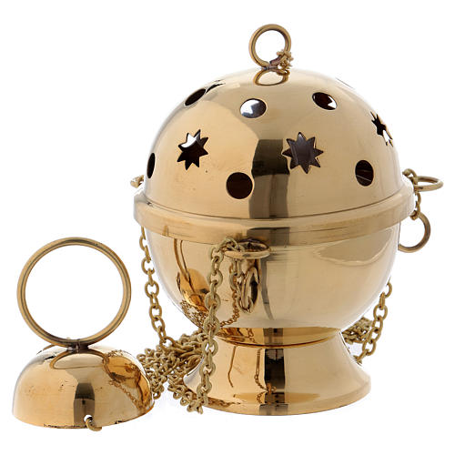 Turíbulo para incenso em latão dourado modelo esfera 1
