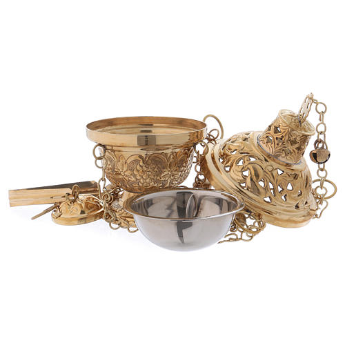 Encensoir en laiton doré brillant style orthodoxe h 16 cm 3