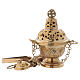 Encensoir en laiton doré brillant style orthodoxe h 16 cm s1