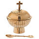 Gold plated brass boat with cross h 4 3/4 in s1