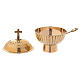 Gold plated brass boat with cross h 4 3/4 in s2