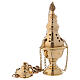 Thurible made of shiny golden brass with oriental inspired lines 24 cm s1