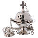 Thurible in polished nickel-plated brass with cross h 4 1/4 in s1