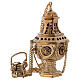 Thurible made of gold coloured brass with embossed leaf-shaped decorations 27 cm s1