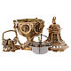 Thurible made of gold coloured brass with embossed leaf-shaped decorations 27 cm s5